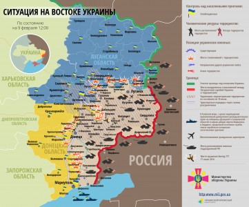 Bản đồ chiến sự tại miền đông Ukraina ngày 09/02/2015