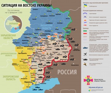 Bản đồ chiến sự miền đông Ukraina ngày 12/02