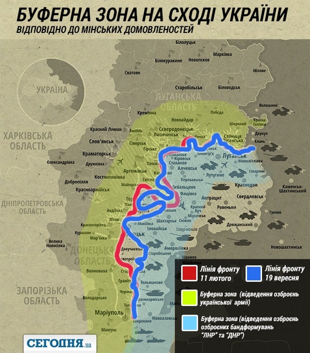Vùng đệm cho vũ khí hạng nặng của hai bên theo hiệp định Minsk 