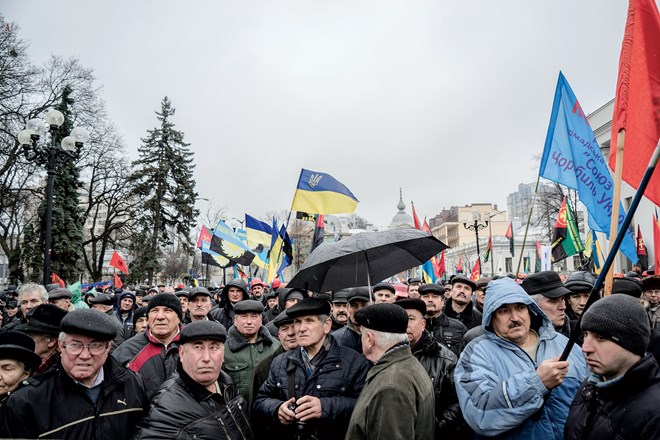 Một biểu tình của những người thợ mỏ ở trước quốc hội Kiev hồi tháng 2/2015.
