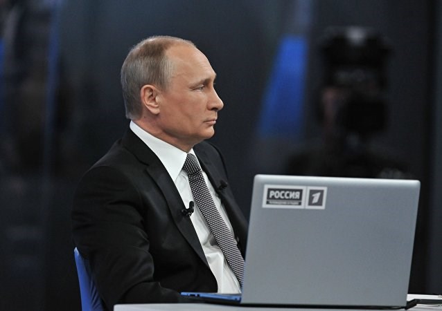 Tổng thống Nga Putin tại trường quay.