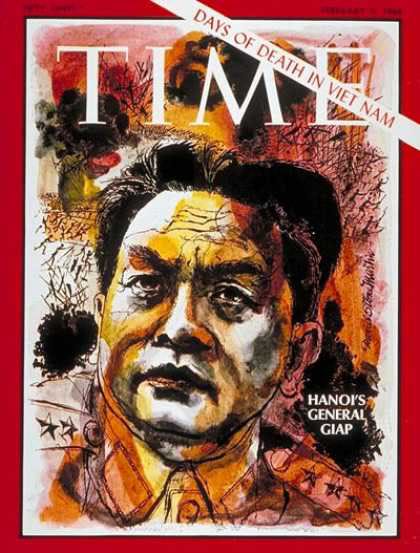 Chân dung Đại tướng Võ Nguyên Giáp trên trang bìa tạp chí Time ngày 9/2/1968.