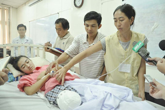 Bệnh nhân Vi tại Bệnh viện Chợ Rẫy hôm 15.3 - Ảnh: Thang Duy